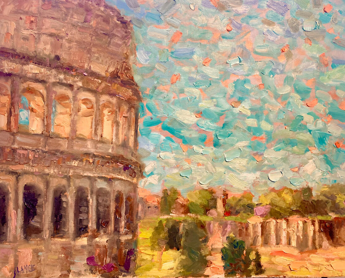Roman colosseum oil painting