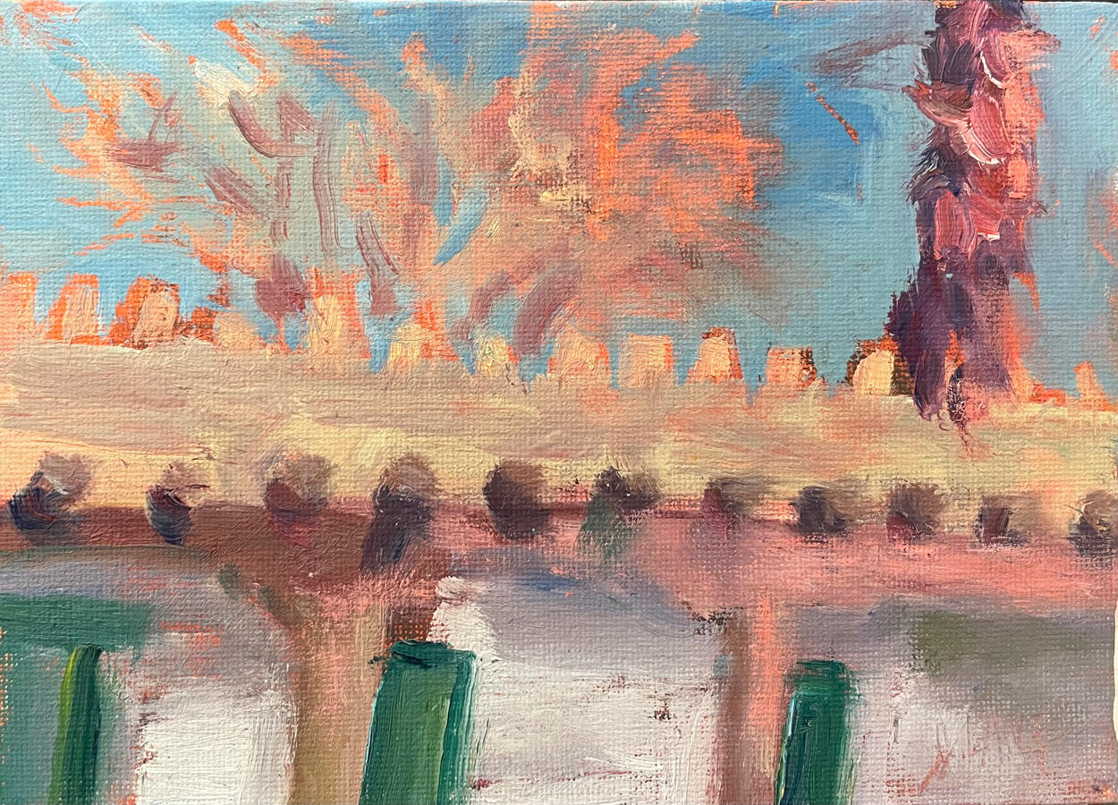 Palace of the Governors — Oil on canvas panel, 5 x 7in. $150